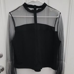 Long sleeve sheer mesh top